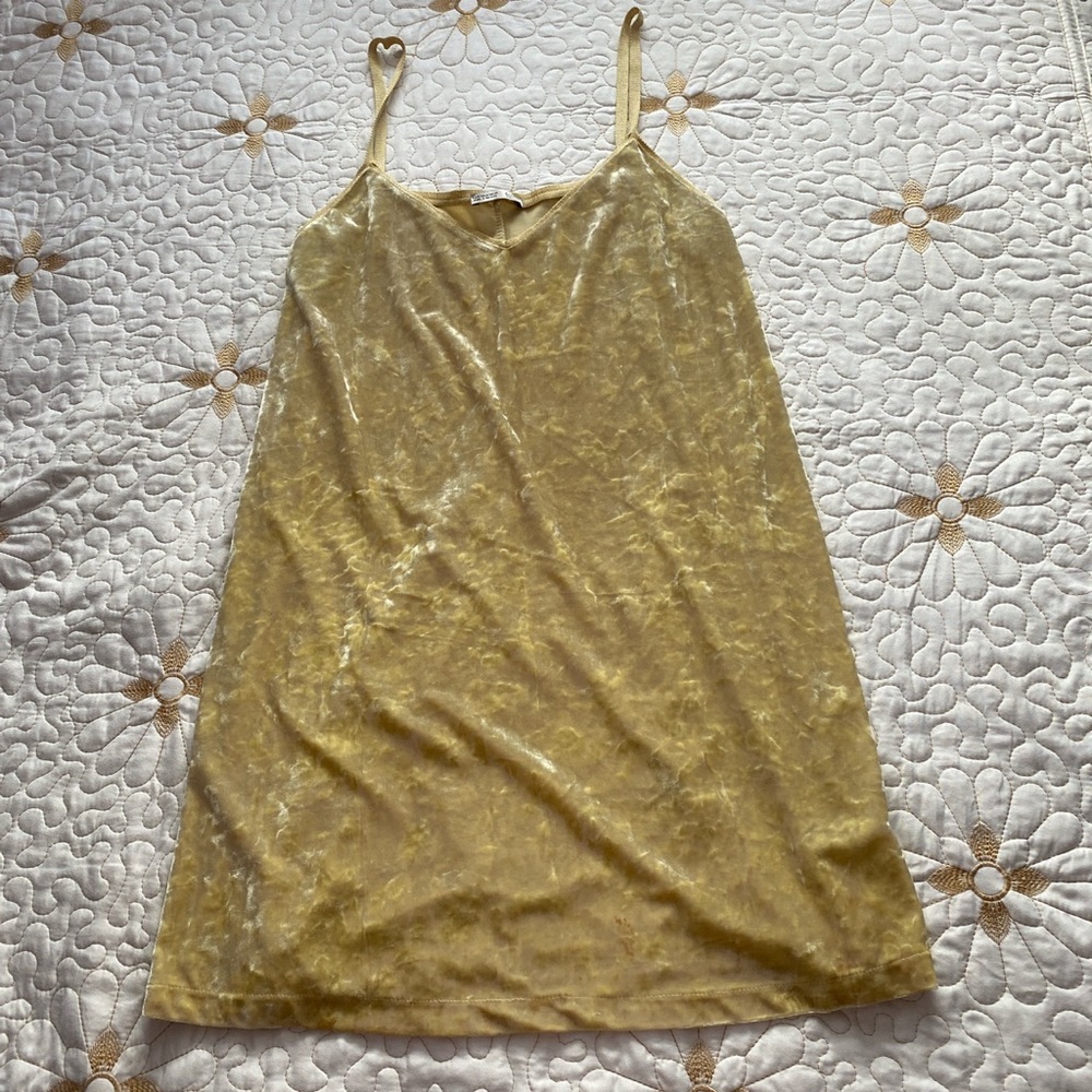 Zara yellow velvet mini dress, size medium